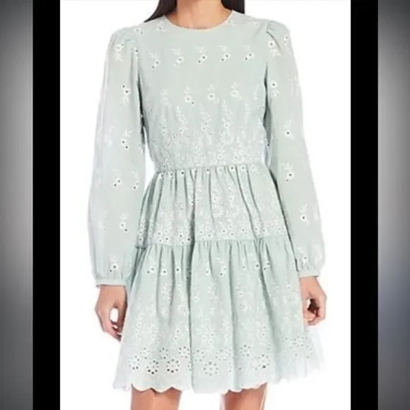 Antonio Melani Born on Fifth Amy green eyelet tiered dress 4 - Picture 4 of 8